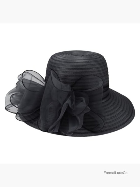 Organza Bowler Cloche Hat with Bowknot for Wedding Church Derby main image 7